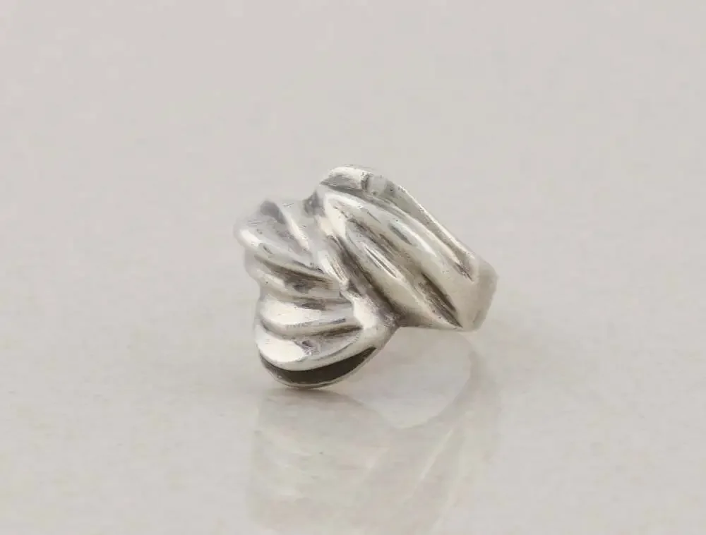 Sterling Silver Ribbed Textured Dome Ring Size 5 1/2 Petite Woman Pinky